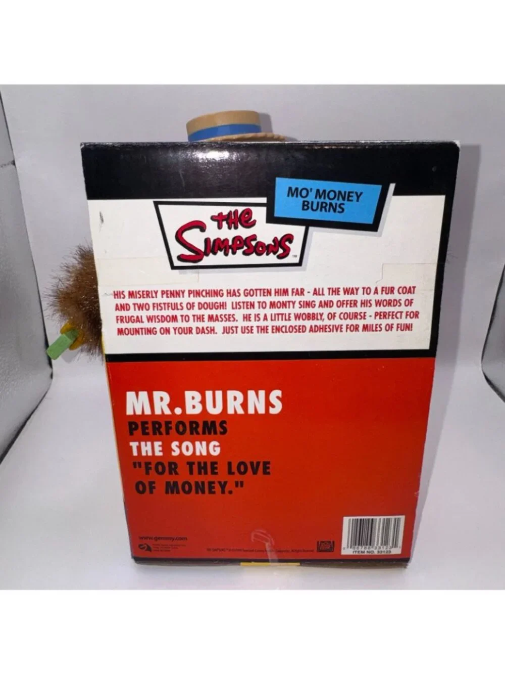 Simpsons Mo' Money Burns Mr. Burns Singing Figure The Simpsons Faux Fur Rare